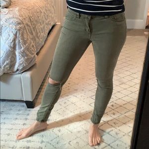 Olive green skinny jeans